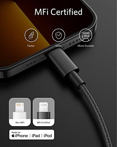 ANKER NEW NYLON USB-C לכבל ברק [MFI Certified, 6ft, שחור] 747 מטען USB C עבור iPhone 13 13 Pro 12 Pro Max
